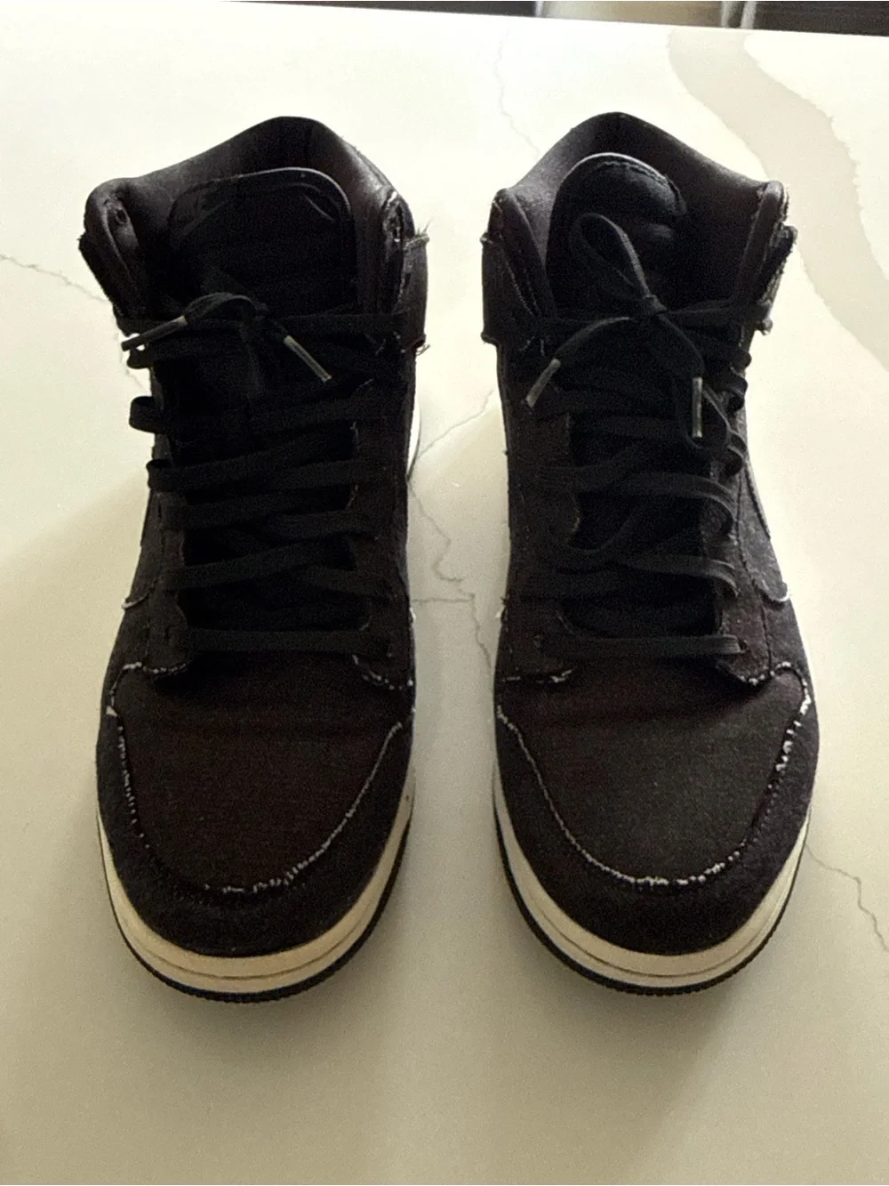 Nike Dunk High Comfort Black Denim Frayed Sneakers – Size 11 | Rare Find 🔥
